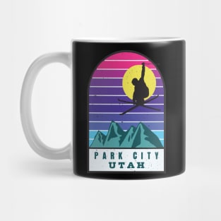 Ski Park City Utah Retro Sunset Mug